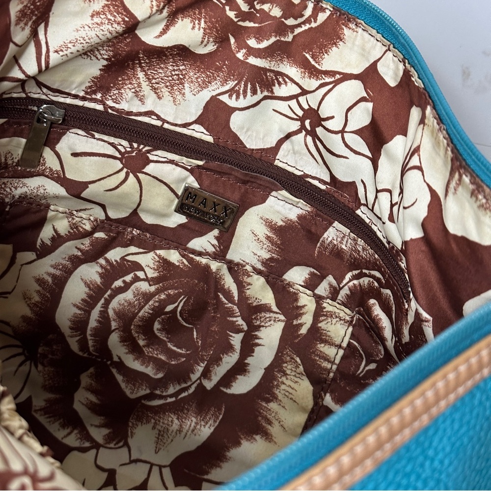 Maxx NY Turquoise Leather Hobo Bag Convertible Shoulder to Crossbody - Picture 8 of 10